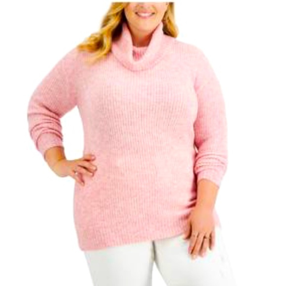 Style & Company Knit Ribbed Cowl Neck Tunic Sweater